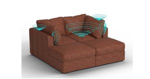 Lovesac - 4 Seats + 4 Sides Rained Chenille & Lovesoft with 6 Speaker Immersive Sound + Charge System - Terracotta - Front_Zoom