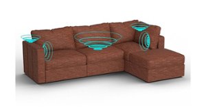 Lovesac - 4 Seats + 5 Sides Rained Chenille & Lovesoft with 8 Speaker Immersive Sound + Charge System - Terracotta - Front_Zoom