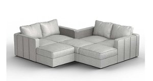 Lovesac - 7 Seats + 8 Sides Luxe Chenille & Lovesoft - Tonal Sterling - Front_Zoom