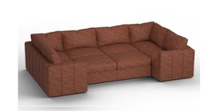 Lovesac - 8 Seats + 10 Sides Rained Chenille & Lovesoft - Terracotta - Front_Zoom