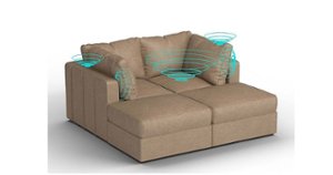 Lovesac - 4 Seats + 4 Sides Combed Chenille & Standard Foam with 6 Speaker Immersive Sound + Charge System - Taupe - Front_Zoom