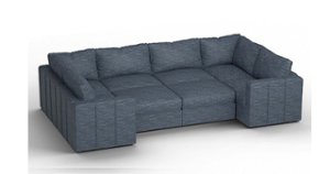 Lovesac - 8 Seats + 10 Sides Rained Chenille & Lovesoft - Vintage Blue - Front_Zoom
