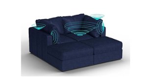 Lovesac - 4 Seats + 4 Sides Corded Velvet & Lovesoft with 8 Speaker Immersive Sound + Charge System - Sapphire Navy - Front_Zoom