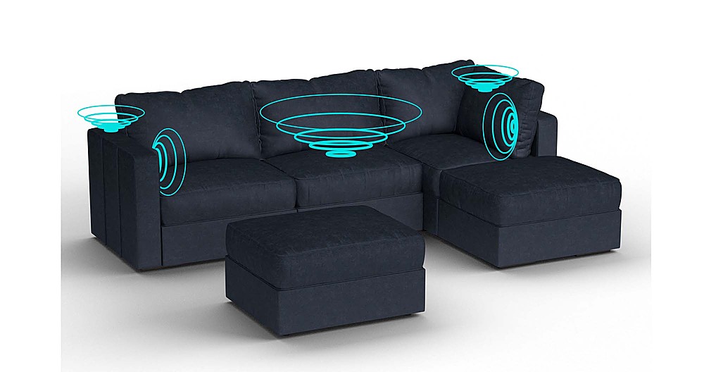 Angle View: Lovesac - 5 Seats + 5 Sides Corded Velvet & Lovesoft with 8 Speaker Immersive Sound + Charge System - Midnight Navy