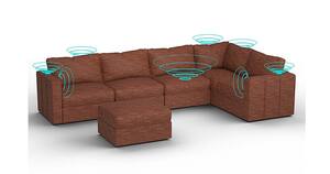 Lovesac - 6 Seats + 8 Sides Rained Chenille & Lovesoft with 8 Speaker Immersive Sound + Charge System - Terracotta - Front_Zoom