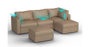 Lovesac - 5 Seats + 5 Sides Combed Chenille & Lovesoft with 8 Speaker Immersive Sound + Charge System - Taupe - Front_Zoom