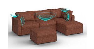 Lovesac - 5 Seats + 5 Sides Rained Chenille & Standard Foam with 8 Speaker Immersive Sound + Charge System - Terracotta - Front_Zoom