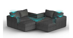 Lovesac - 7 Seats + 8 Sides Corded Velvet & Standard Foam with 8 Speaker Immersive Sound + Charge System - Charcoal Grey - Front_Zoom