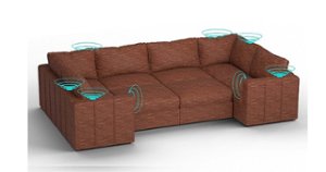 Lovesac - 8 Seats + 10 Sides Rained Chenille & Standard Foam with 8 Speaker Immersive Sound + Charge System - Terracotta - Angle_Zoom
