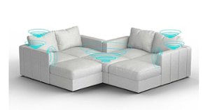 Lovesac - 7 Seats + 8 Sides Corded Velvet & Lovesoft with 8 Speaker Immersive Sound + Charge System - Sky Grey - Angle_Zoom