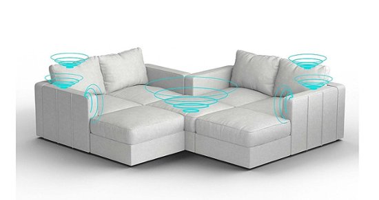 Angle Zoom. Lovesac - 7 Seats + 8 Sides Corded Velvet & Standard Foam with 10 Speaker Immersive Sound + Charge System - Sky Grey.