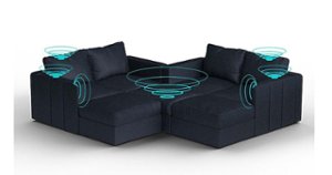 Lovesac - 7 Seats + 8 Sides Corded Velvet & Standard Foam with 8 Speaker Immersive Sound + Charge System - Midnight Navy - Angle_Zoom