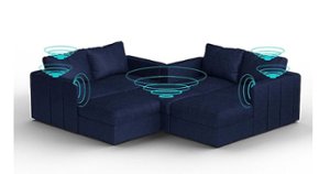 Lovesac - 7 Seats + 8 Sides Corded Velvet & Standard Foam with 8 Speaker Immersive Sound + Charge System - Sapphire Navy - Angle_Zoom