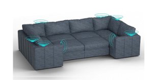 Lovesac - 8 Seats + 10 Sides Rained Chenille & Lovesoft with 8 Speaker Immersive Sound + Charge System - Vintage Blue - Angle_Zoom