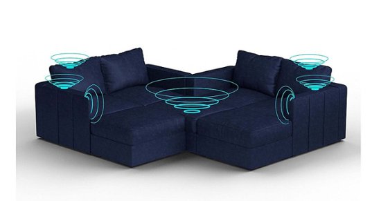 Angle Zoom. Lovesac - 7 Seats + 8 Sides Corded Velvet & Standard Foam with 10 Speaker Immersive Sound + Charge System - Sapphire Navy.
