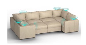 Lovesac - 8 Seats + 10 Sides Combed Chenille & Lovesoft with 6 Speaker Immersive Sound + Charge System - Tan - Angle_Zoom