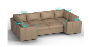 Lovesac - 8 Seats + 10 Sides Combed Chenille & Lovesoft with 10 Speaker Immersive Sound + Charge System - Taupe - Angle_Zoom