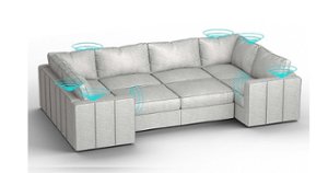 Lovesac - 8 Seats + 10 Sides Luxe Chenille & Standard Foam with 6 Speaker Immersive Sound + Charge System - Tonal Sterling - Angle_Zoom