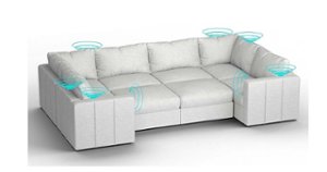 Lovesac - 8 Seats + 10 Sides Corded Velvet & Lovesoft with 10 Speaker Immersive Sound + Charge System - Sky Grey - Angle_Zoom