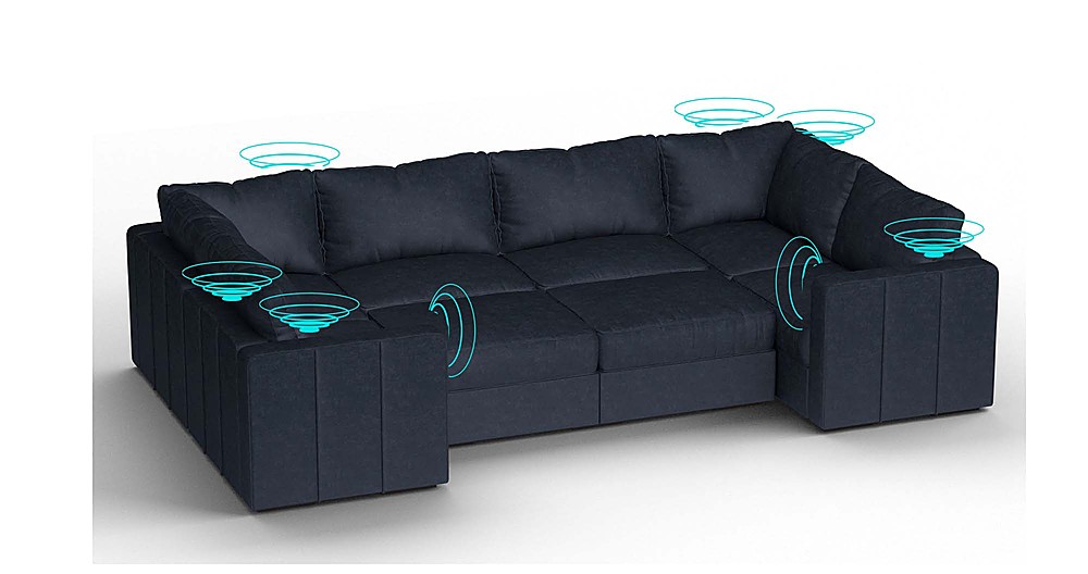 Angle View: Lovesac - 8 Seats + 10 Sides Corded Velvet & Lovesoft with 8 Speaker Immersive Sound + Charge System - Midnight Navy