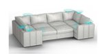 Lovesac - 8 Seats + 10 Sides Luxe Chenille & Lovesoft with 10 Speaker Immersive Sound + Charge System - Tonal Sterling