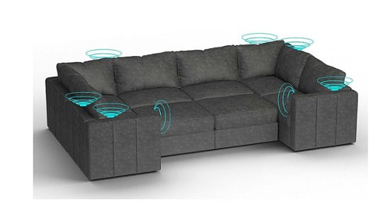 Front Zoom. Lovesac - 8 Seats + 10 Sides Corded Velvet & Lovesoft with 8 Speaker Immersive Sound + Charge System - Charcoal Grey.