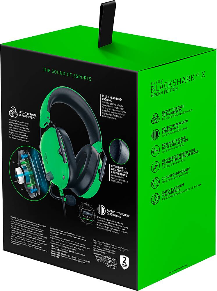 Alt View 14. Razer - BlackShark V2 X Wired 7.1 Surround Sound Gaming Headset for PC, PS5, PS4, Switch, Xbox X|S, and Xbox One - Green.