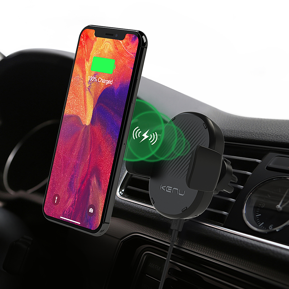 Angle View: Kenu - Airframe Wireless Fast-Charging Car Vent Mount, Qi-Wireless for Mobile Phones - Black