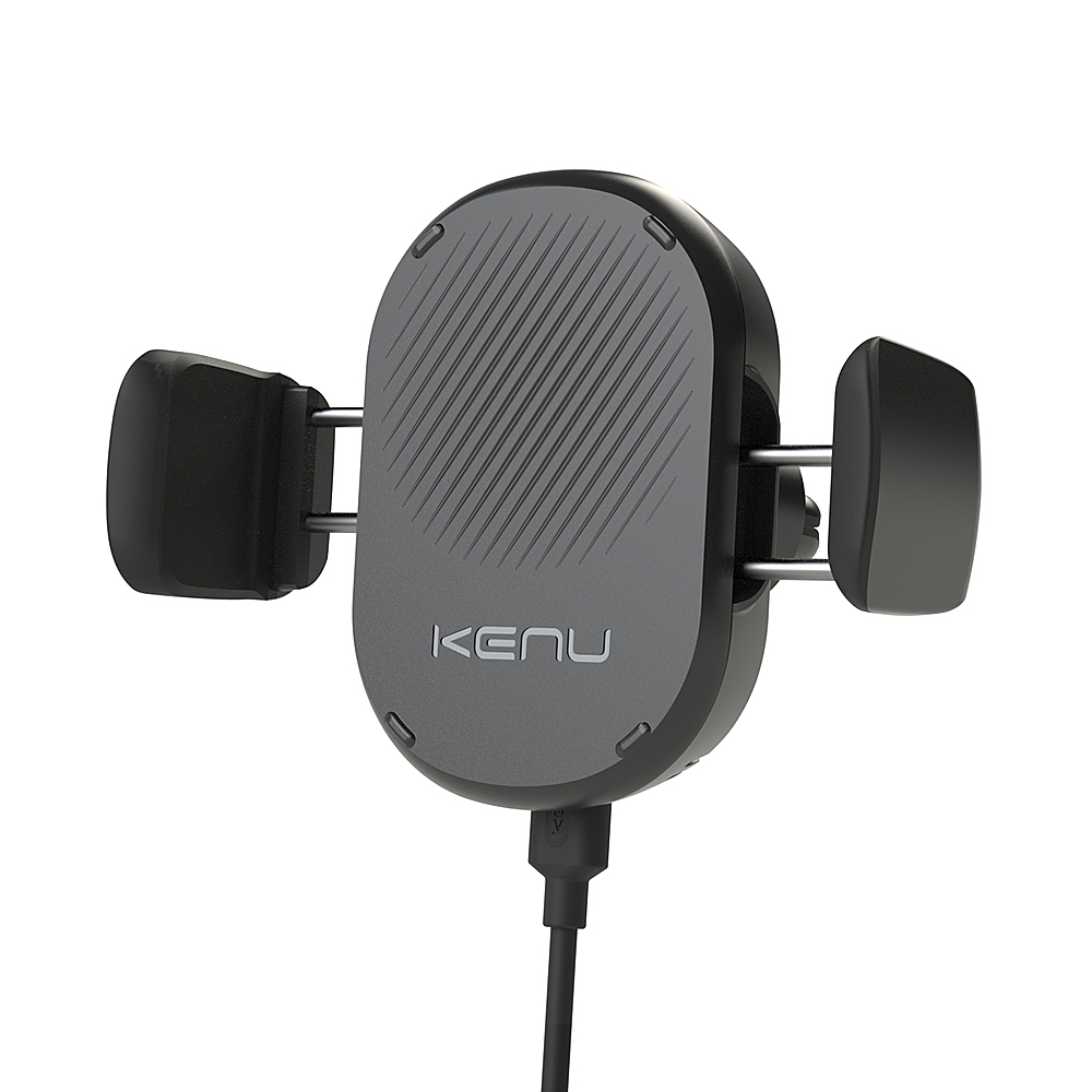 Left View: Kenu - Airframe Wireless Fast-Charging Car Vent Mount, Qi-Wireless for Mobile Phones - Black