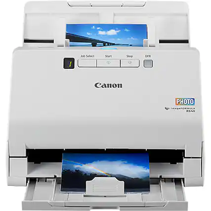 Front. Canon - imageFORMULA RS40 Photo and Document Scanner - White.