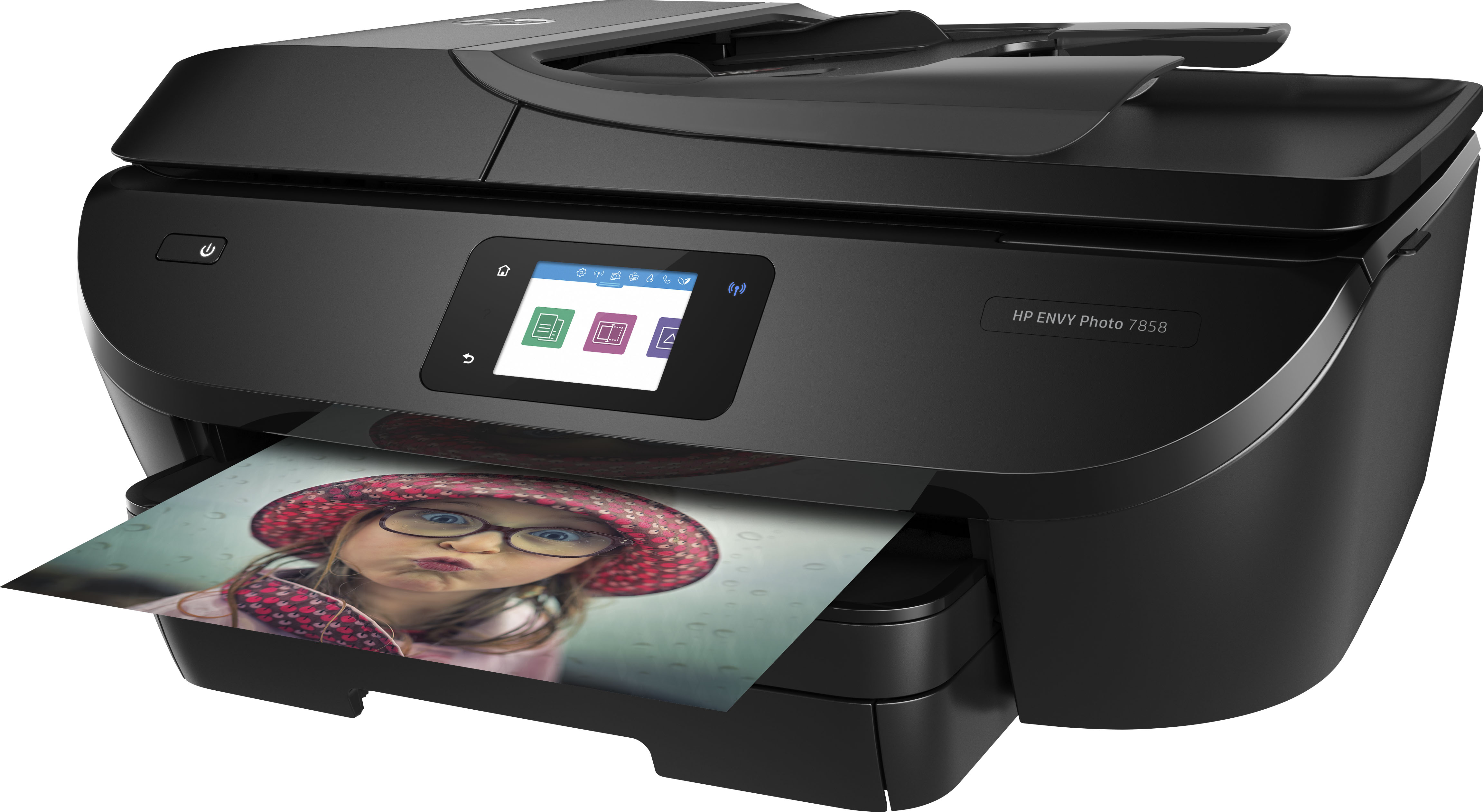 Angle View: HP - ENVY 7858 Wireless All-In-One Inkjet Printer - Black