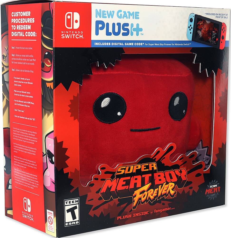 Front. Fangamer - Super Meat Boy Forever - Physical Game Not Included! Includes Plush + Digital Game Code.
