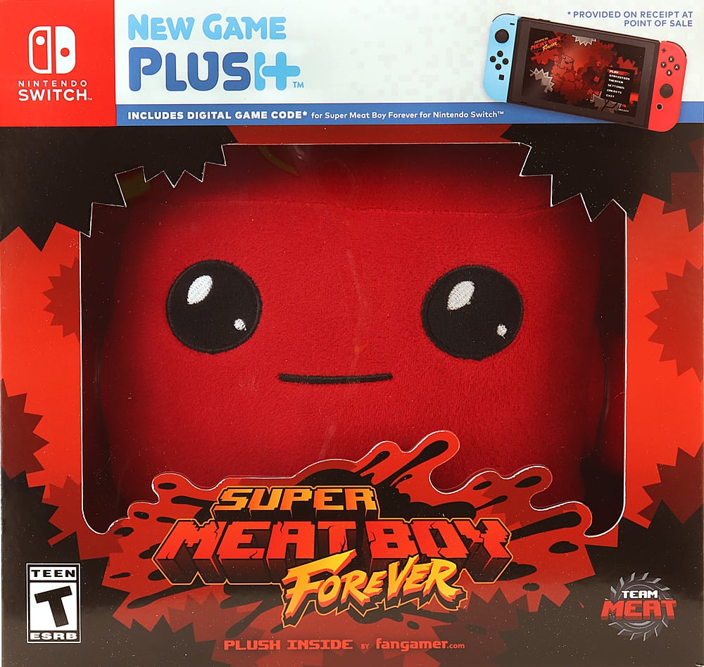 Left. Fangamer - Super Meat Boy Forever - Physical Game Not Included! Includes Plush + Digital Game Code.
