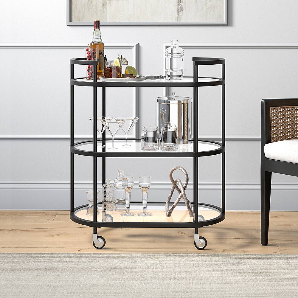 Alt View 11. Hudson&Canal - Leif Bar Cart - Blackened Bronze.