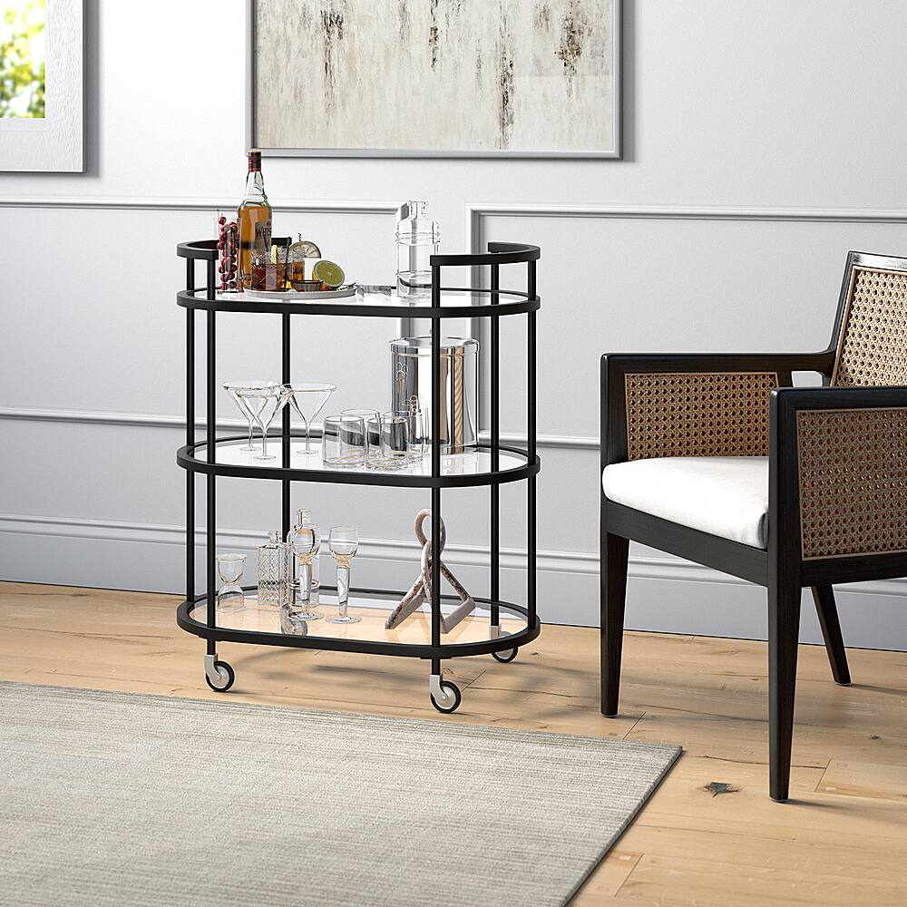 Alt View 12. Hudson&Canal - Leif Bar Cart - Blackened Bronze.