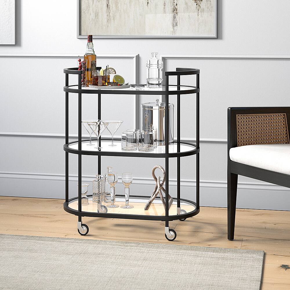 Alt View 16. Hudson&Canal - Leif Bar Cart - Blackened Bronze.