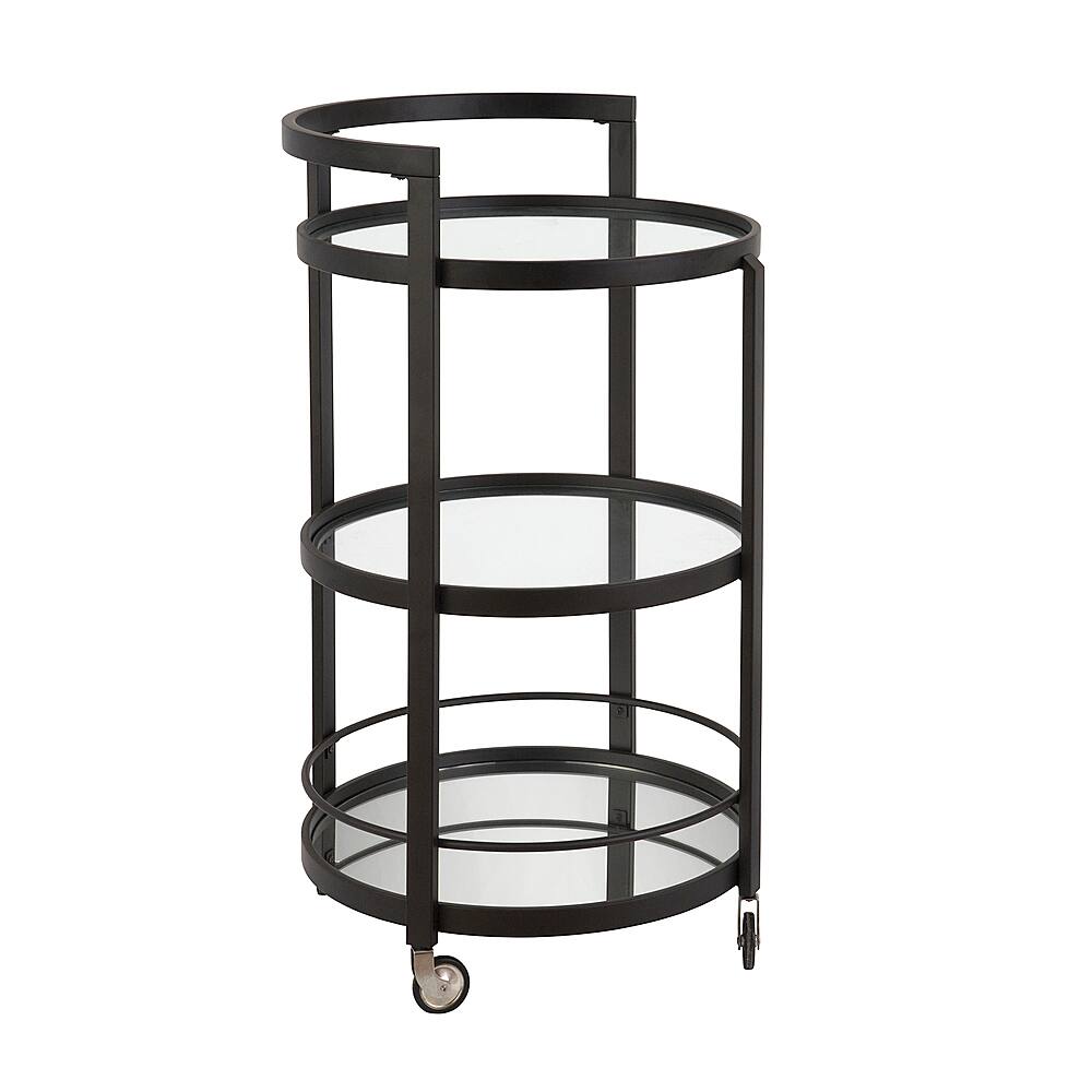 Angle. Hudson&Canal - Hause Round Bar Cart - Blackened Bronze.