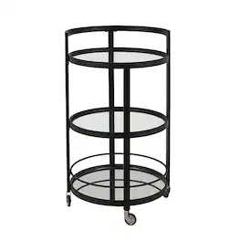 Hudson&Canal - Hause Round Bar Cart - Blackened Bronze