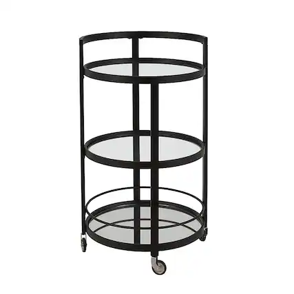 Front. Hudson&Canal - Hause Round Bar Cart - Blackened Bronze.
