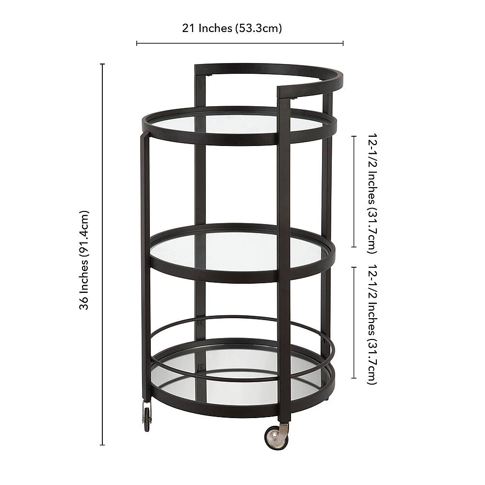 Alt View 13. Hudson&Canal - Hause Round Bar Cart - Blackened Bronze.