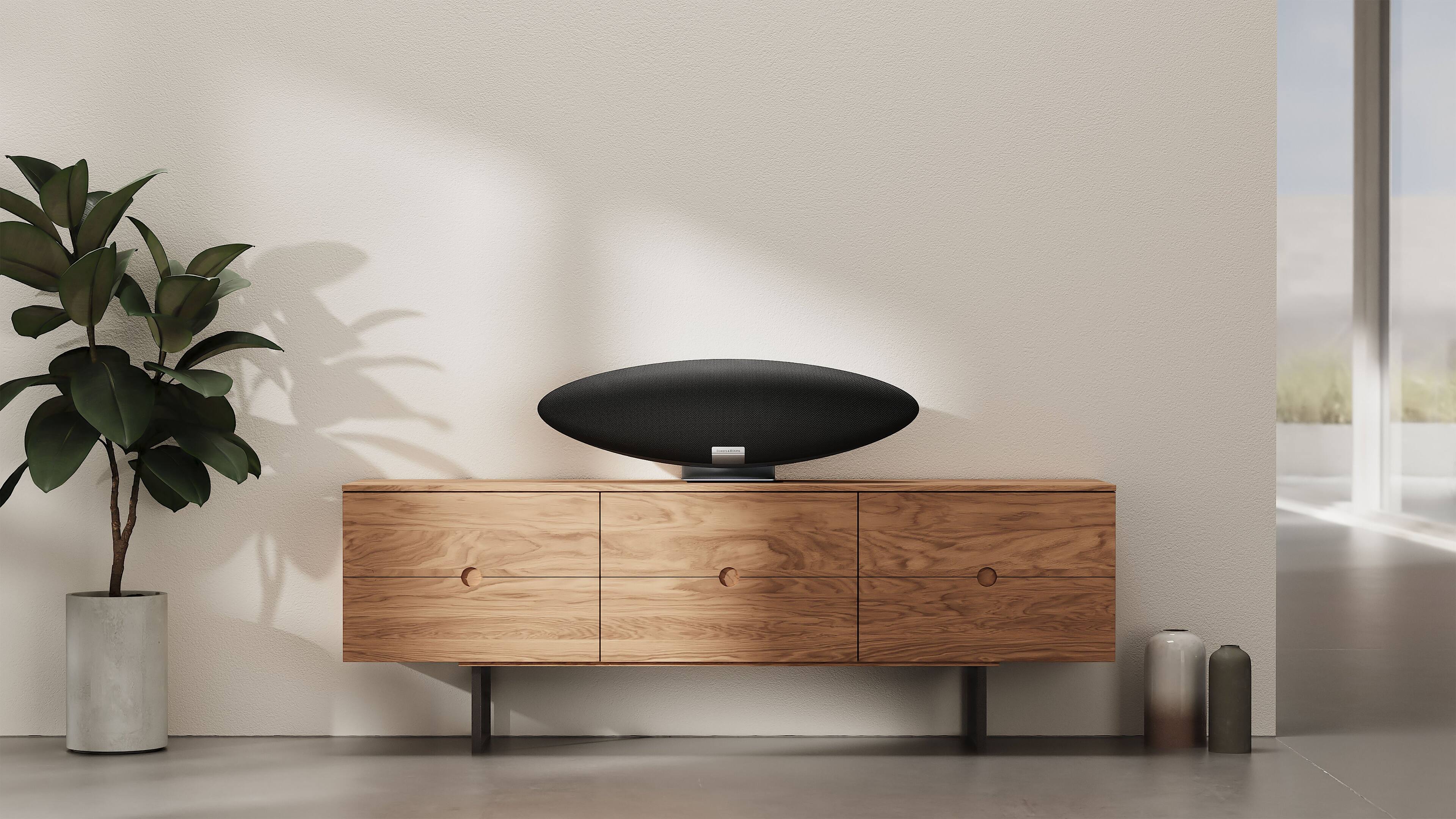 Alt View 14. Bowers & Wilkins - Zeppelin Speaker with Wireless Streaming via iOS and Android Compatible Music App with Built-In Alexa - Midnight Grey.
