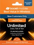 Front Zoom. Boost Mobile - 3 Months Unlimited Plan SIM Card Kit.