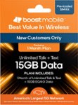 Front Zoom. Boost Mobile - 1 Month 15GB Plan SIM Card Kit.