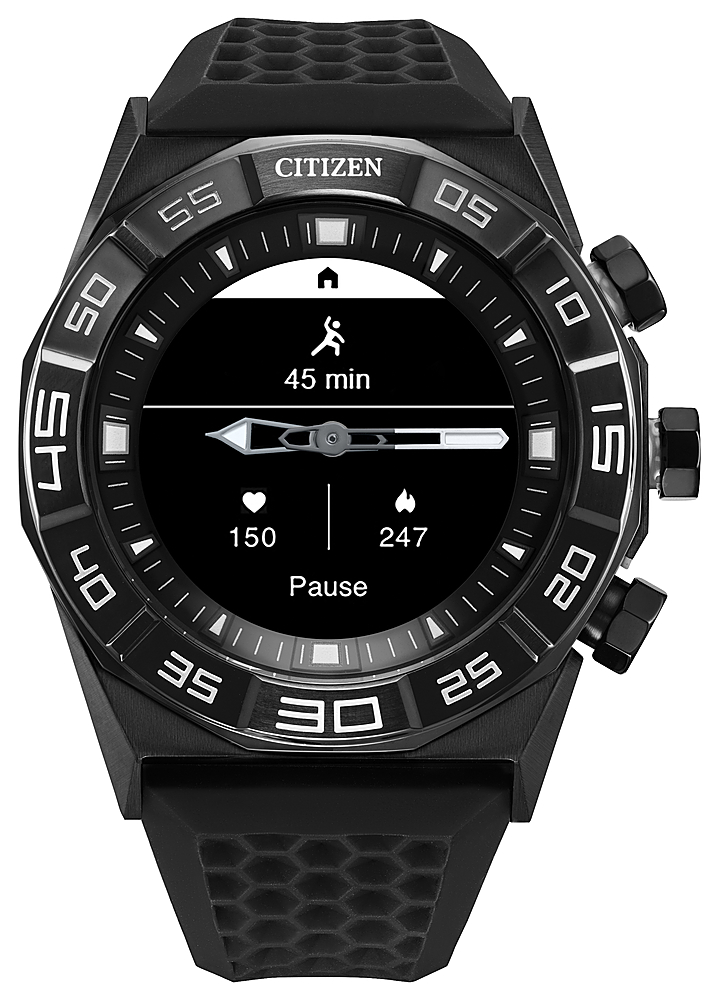Citizen CZ Smart 44mm Black IP Stainless Steel Case Hybrid Heart Rate  Smartwatch with Silicone Strap Black JX1007-04E - Best Buy