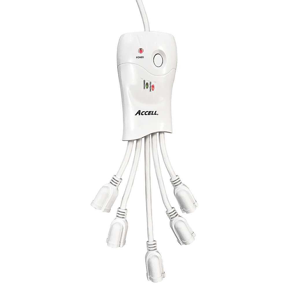 Angle View: Accell - Power Flexible Surge Protector and Power Conditioner - White