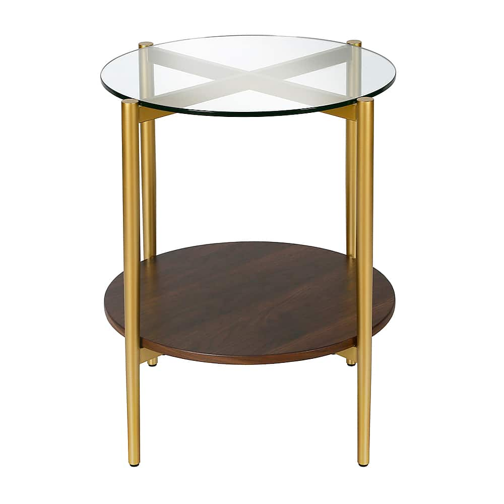 Angle View: Camden&Wells - Otto Side Table - Gold and Walnut