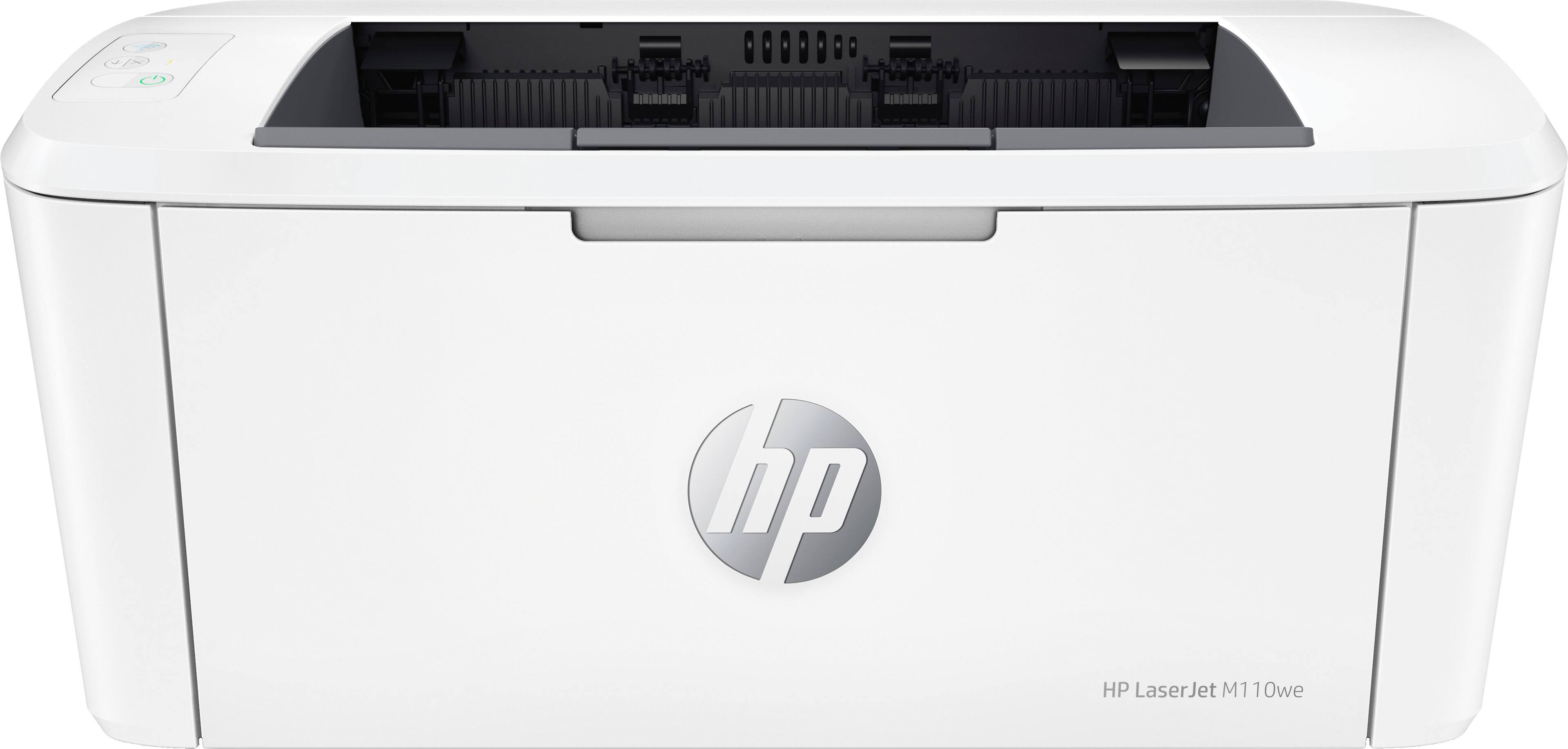 Front. HP - LaserJet M110we Wireless Black and White Laser Printer with 6 months of Instant Ink included with HP+ - White.