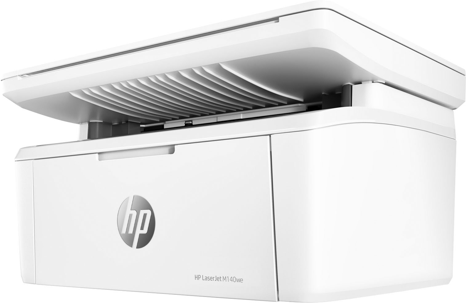 Angle View: HP - LaserJet M140we Wireless Black and White Laser Printer with 6 months of Instant Ink included with HP+ - White