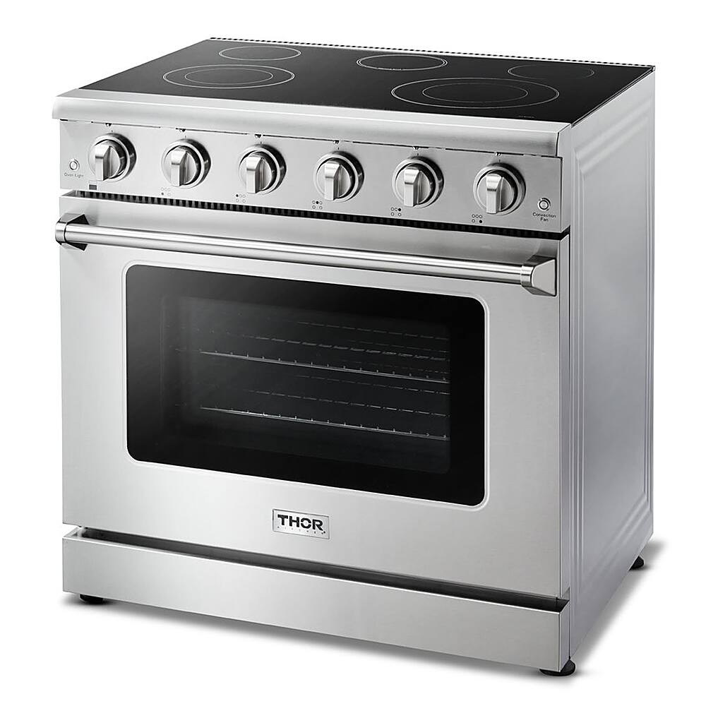Angle. Thor Kitchen - 36 Inch Professional Electric Range - Stainless Steel.