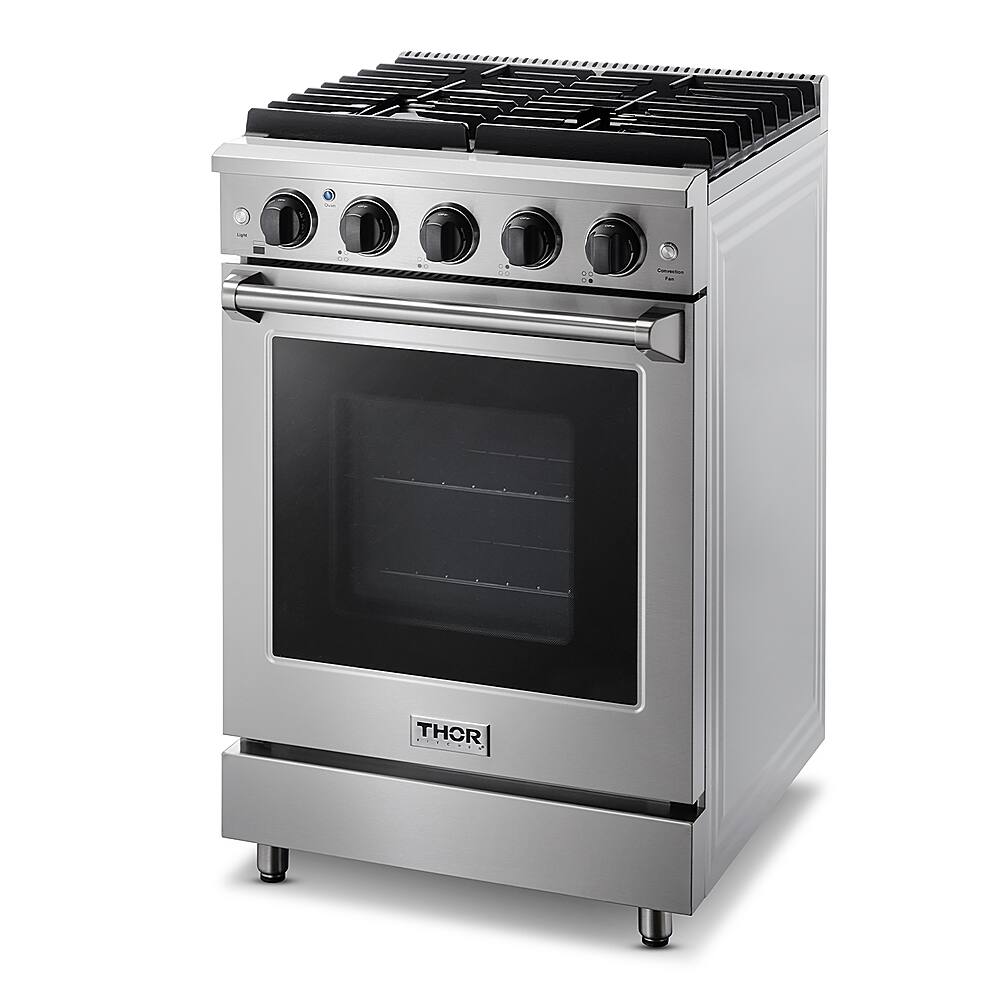 Left. Thor Kitchen - 24 Inch Freestanding Gas Range - Stainless Steel.